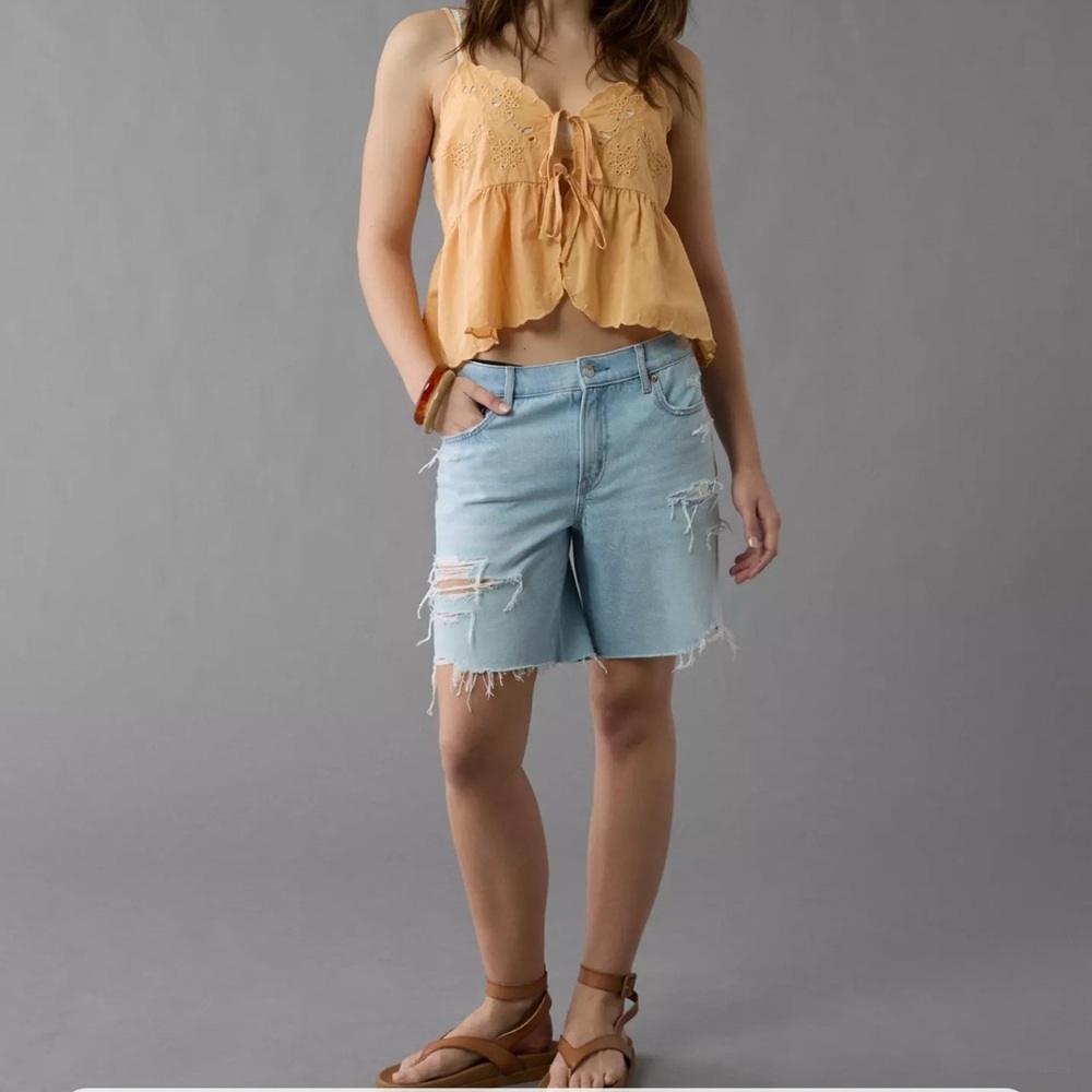 American Eagle‎ Slouchy Bermuda Jeans Light Wash Size 12